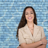 Aperturee - Pretty Blue Water Wave Brick Wall Photography Backdrop